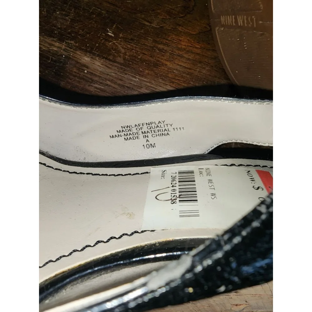 Women's Nine West Black Patent Cork Wedge Sandals Size 10 - Picture 10 of 10